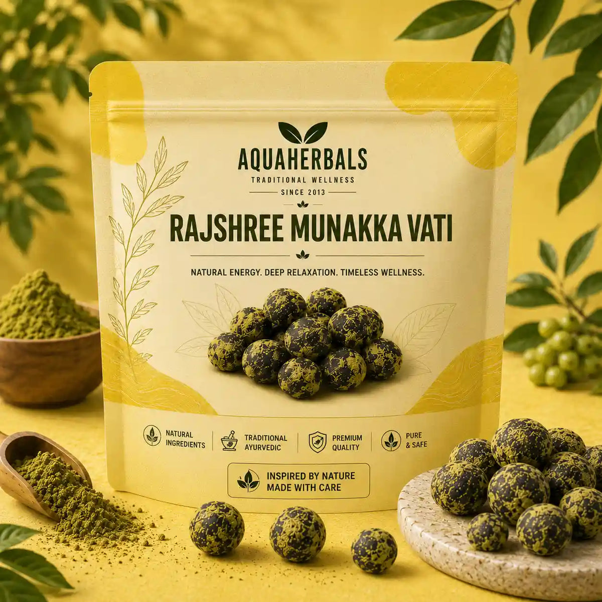  Traditional Bhang Goli | AquaHerbalsRajshree Munakka Vati bhang goli balls made with munakka and Vijaya leaf, AquaHerbals