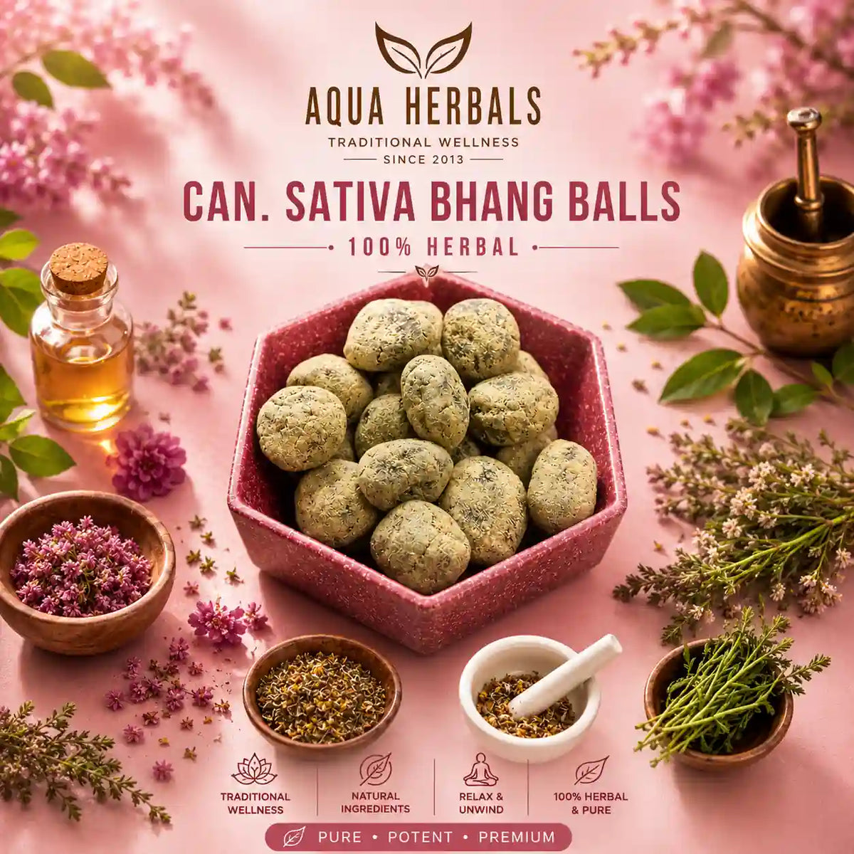 Aquaherbals Bhang Goli Munakka Vati made with premium Cannabis Sativa balls and traditional Ayurvedic herbs