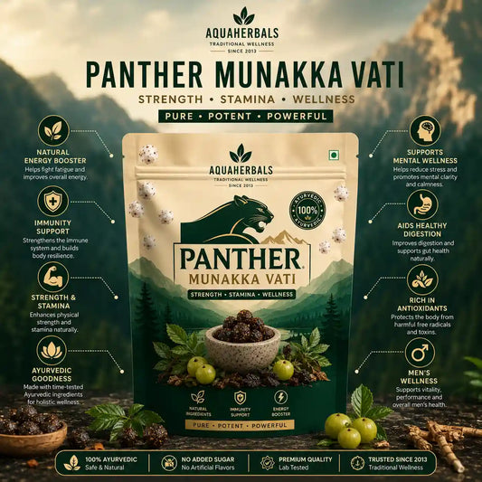 Benefits of Panther Munakka Vati bhang goli — energy, immunity, strength, mental wellness, digestion, and men's wellness