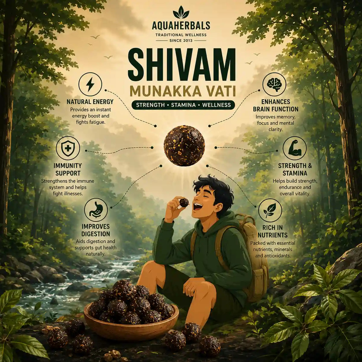 Benefits of Shivam Munakka Vati bhang goli — energy, immunity, digestion, strength, and mental clarity