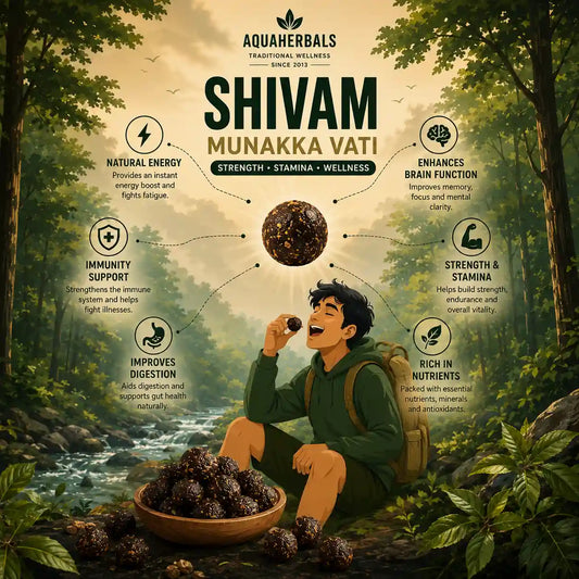 Benefits of Shivam Munakka Vati bhang goli — energy, immunity, digestion, strength, and mental clarity
